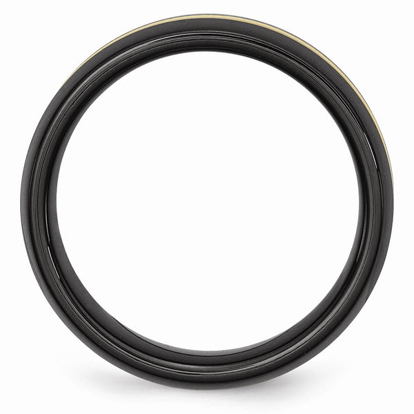 Ceramic Black with 14k Inlay 8mm Polished Band