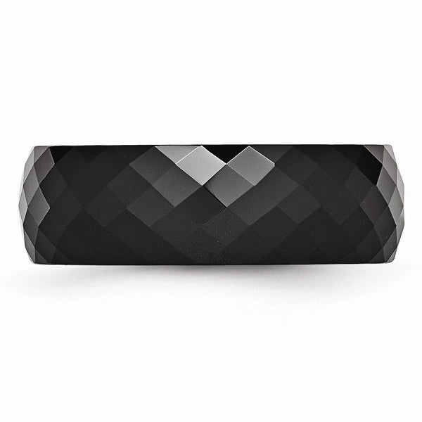 Ceramic Black Faceted 7.5mm Polished Band