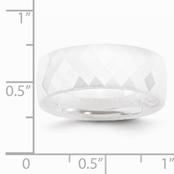 Ceramic White Faceted 8mm Polished Band