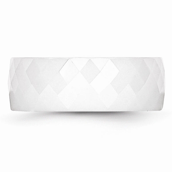 Ceramic White Faceted 8mm Polished Band