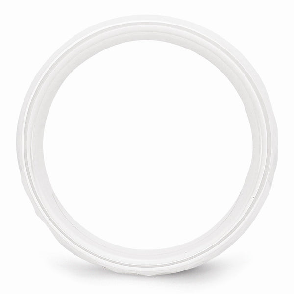 Ceramic White Faceted 8mm Polished Band