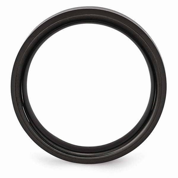 Ceramic Black 8mm Beveled Edge Brushed and Polished Band