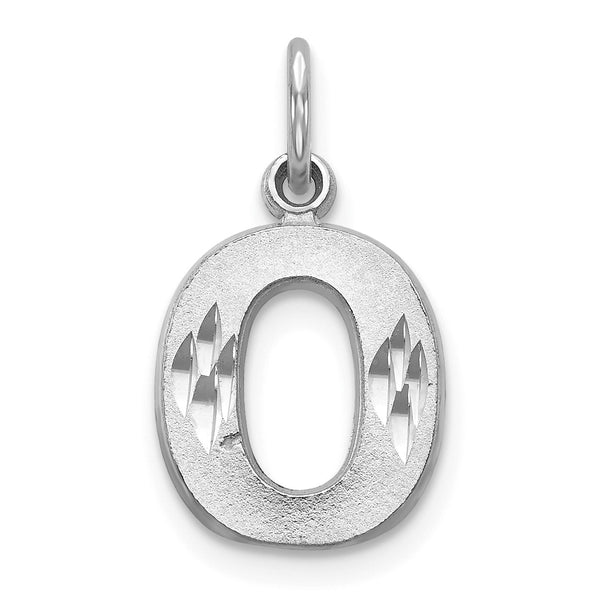 14KT White Gold 20X10MM Diamond-cut Initial Pendant-Chain Not Included; Initial O