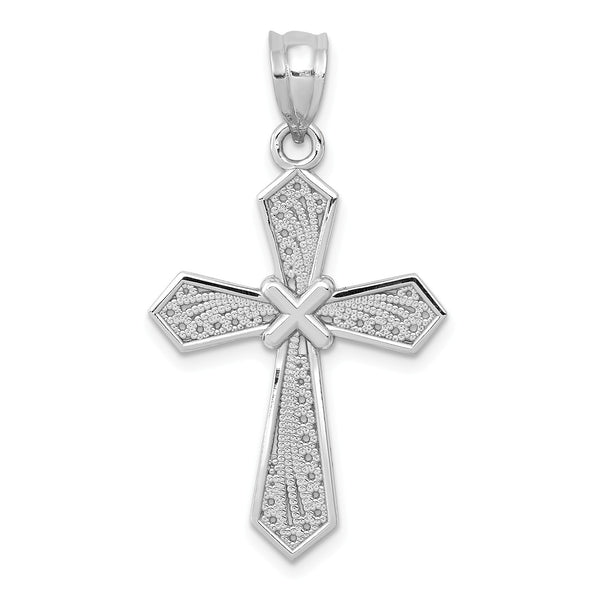 14KT White Gold 31X18MM Filigree Cross Pendant-Chain Not Included