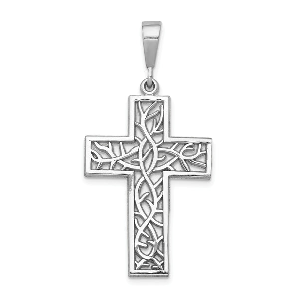 14KT White Gold 36X20MM Cross Pendant-Chain Not Included