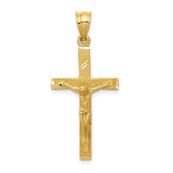 14KT Yellow Gold 34X17MM Crucifix Cross Pendant-Chain Not Included