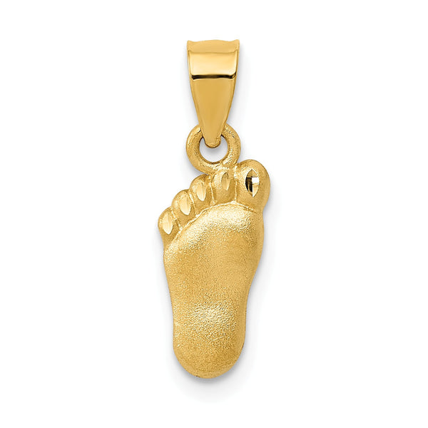 14KT Yellow Gold 23X6MM Diamond-cut Foot Pendant-Chain Not Included