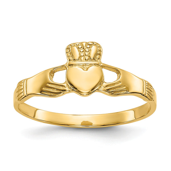 14KT Yellow Gold 5MM Claddagh Ring; Size 6
