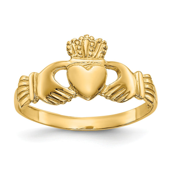14KT Yellow Gold 6MM Claddagh Ring; Size 7