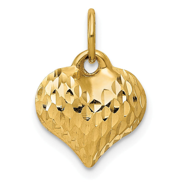 14KT Yellow Gold 14X11MM Three Dimensional Heart Pendant-Chain Not Included