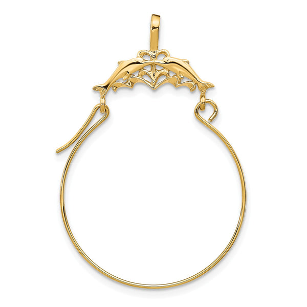 14KT Yellow Gold 35X22MM Charm Holder Pendant-Chain Not Included