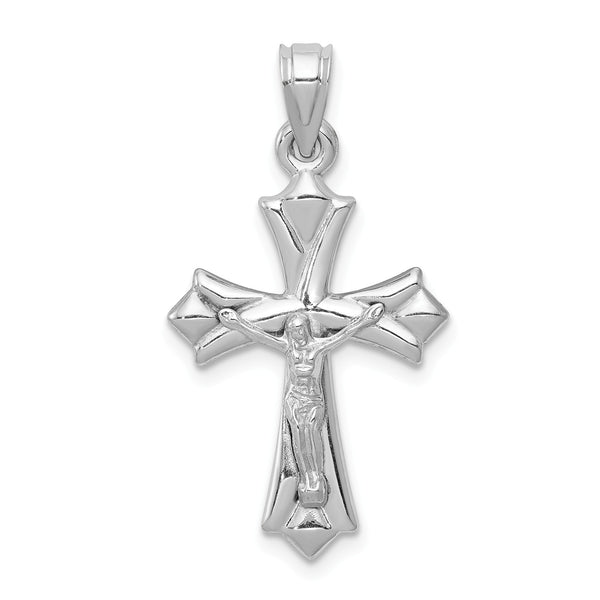 14KT White Gold 30X16MM Reversible Crucifix Cross Pendant-Chain Not Included