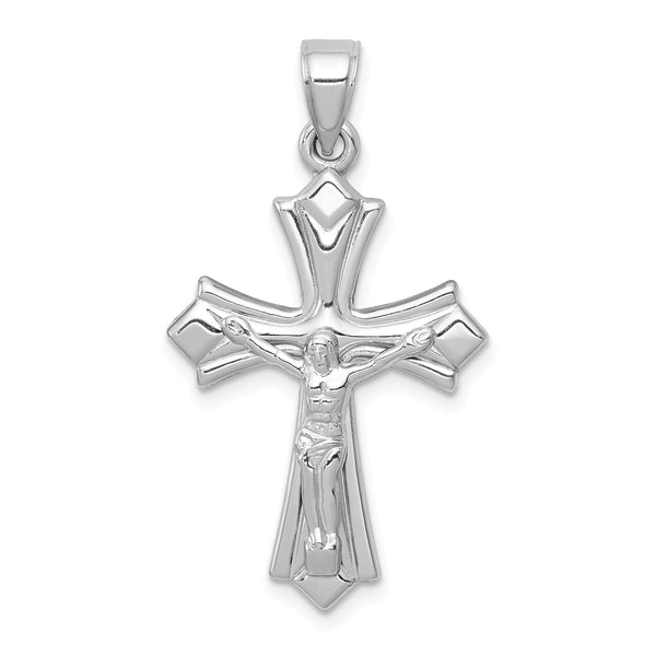 14KT White Gold 35X20MM Reversible Crucifix Cross Pendant-Chain Not Included