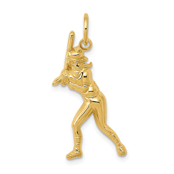 14k Female Softball Batter Charm