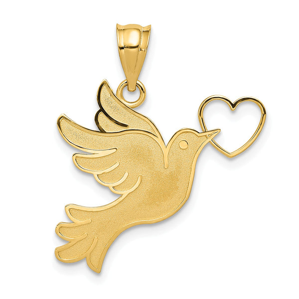 14KT Yellow Gold 26X23MM Dove Pendant-Chain Not Included