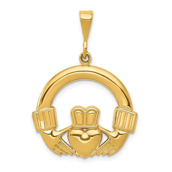 14KT Yellow Gold 32X24MM Claddagh Pendant-Chain Not Included