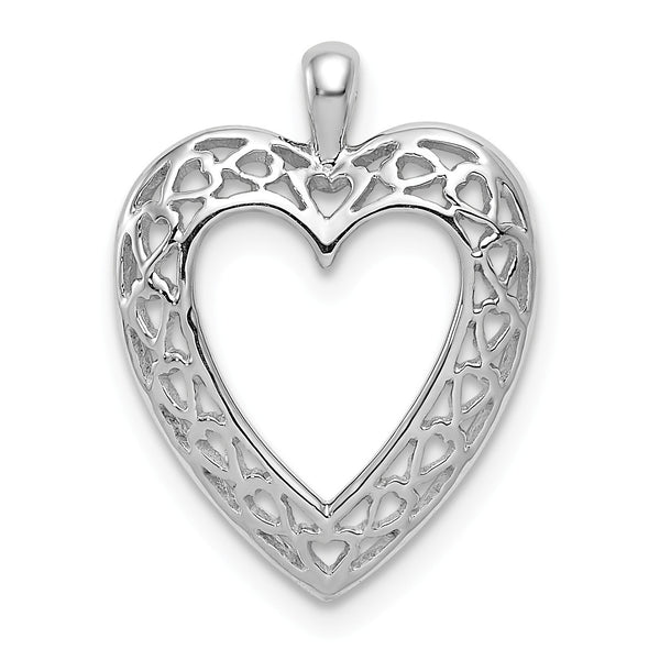 14KT White Gold 19X9MM Heart Pendant-Chain Not Included