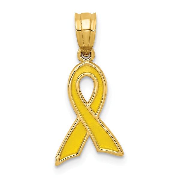 14k Small Yellow Enameled Awareness Ribbon Charm
