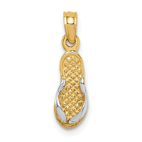 14KT Yellow Gold With Rhodium Plating 20X5MM Flip Flop Pendant-Chain Not Included