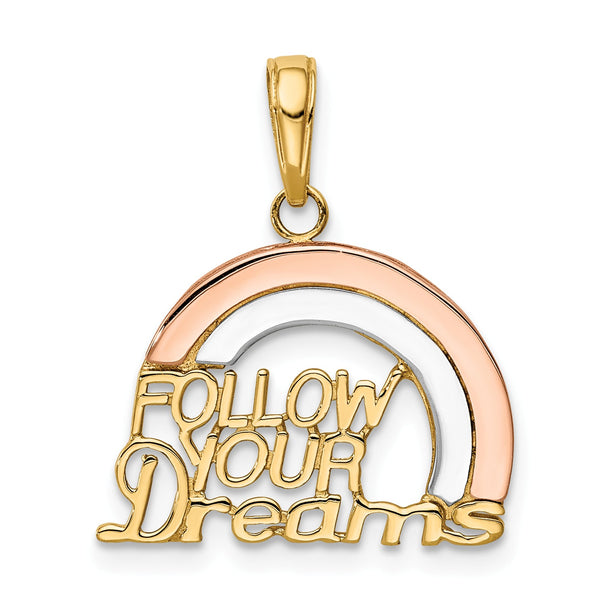 14KT Gold Tri-Color 20X18MM Follow Your Dream Pendant-Chain Not Included