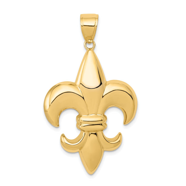 14KT Yellow Gold 45X25MM Fleur De Lis Pendant-Chain Not Included