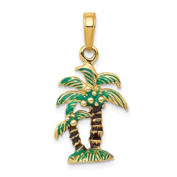 14KT Yellow Gold 25X13MM Palm Tree Pendant-Chain Not Included