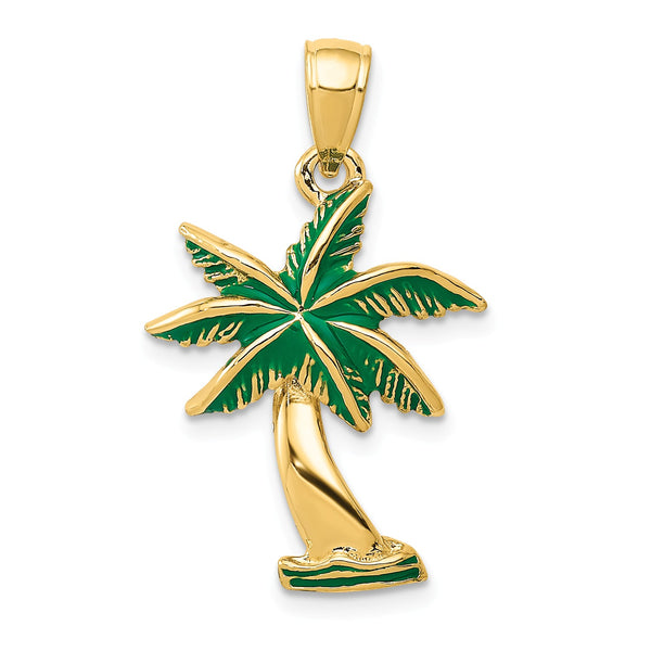 14KT Yellow Gold 27X17MM Palm Tree Pendant-Chain Not Included