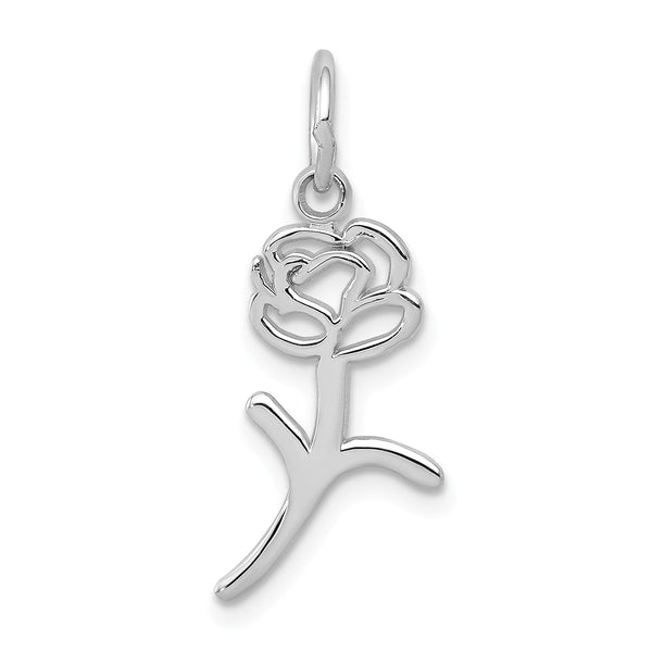 14KT White Gold 23X9MM Rose Pendant-Chain Not Included