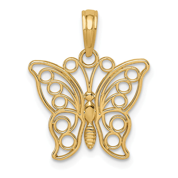 14KT Yellow Gold 20X16MM Butterfly Pendant-Chain Not Included