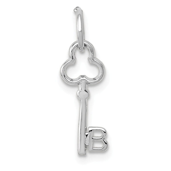 14KT White Gold 19X4MM Key Initial Pendant-Chain Not Included; Initial B