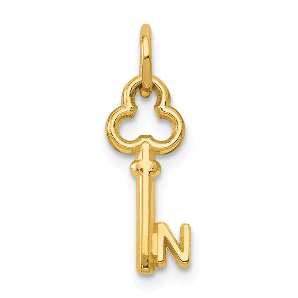 14KT Yellow Gold 19X4MM Key Initial Pendant-Chain Not Included; Initial N