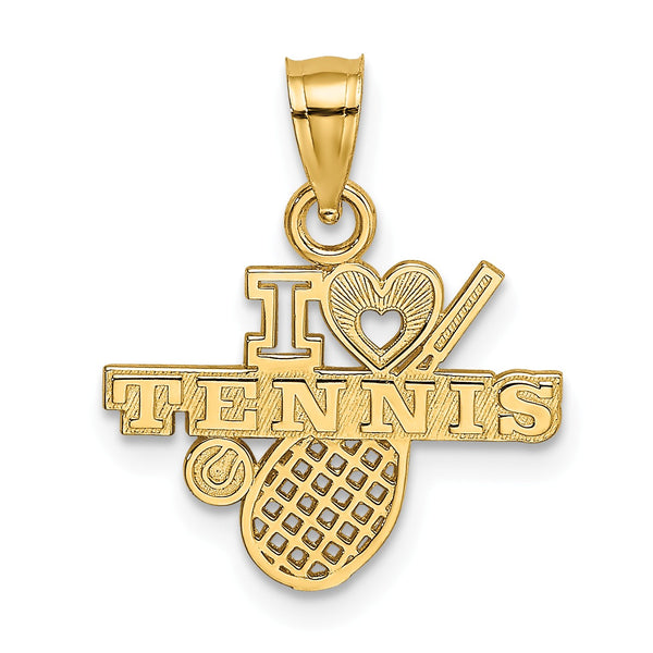 14KT Yellow Gold 12.5X16.4MM I Heart Tennis Pendant-Chain Not Included