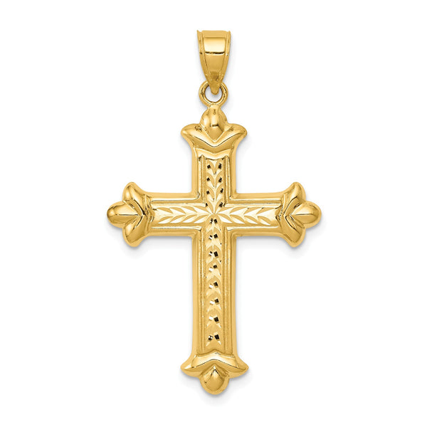 14KT Yellow Gold 39X23MM Reversible Cross Pendant-Chain Not Included