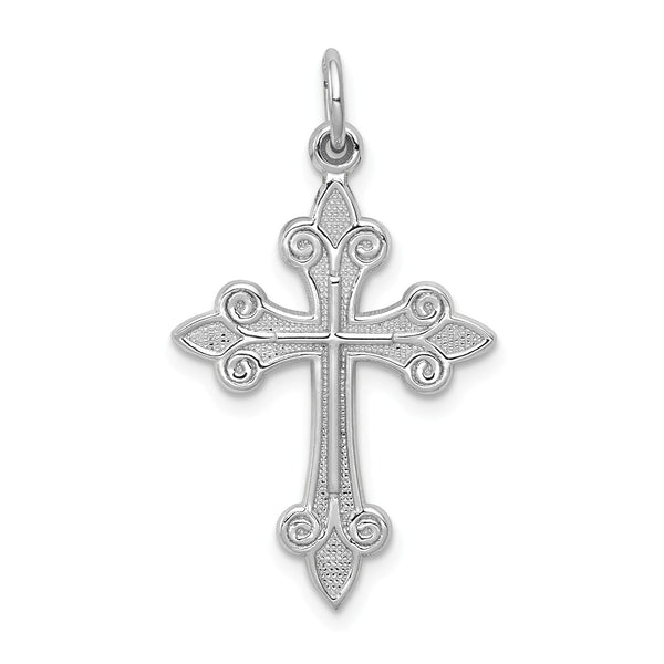 14KT White Gold 30X16MM Filigree Cross Pendant-Chain Not Included