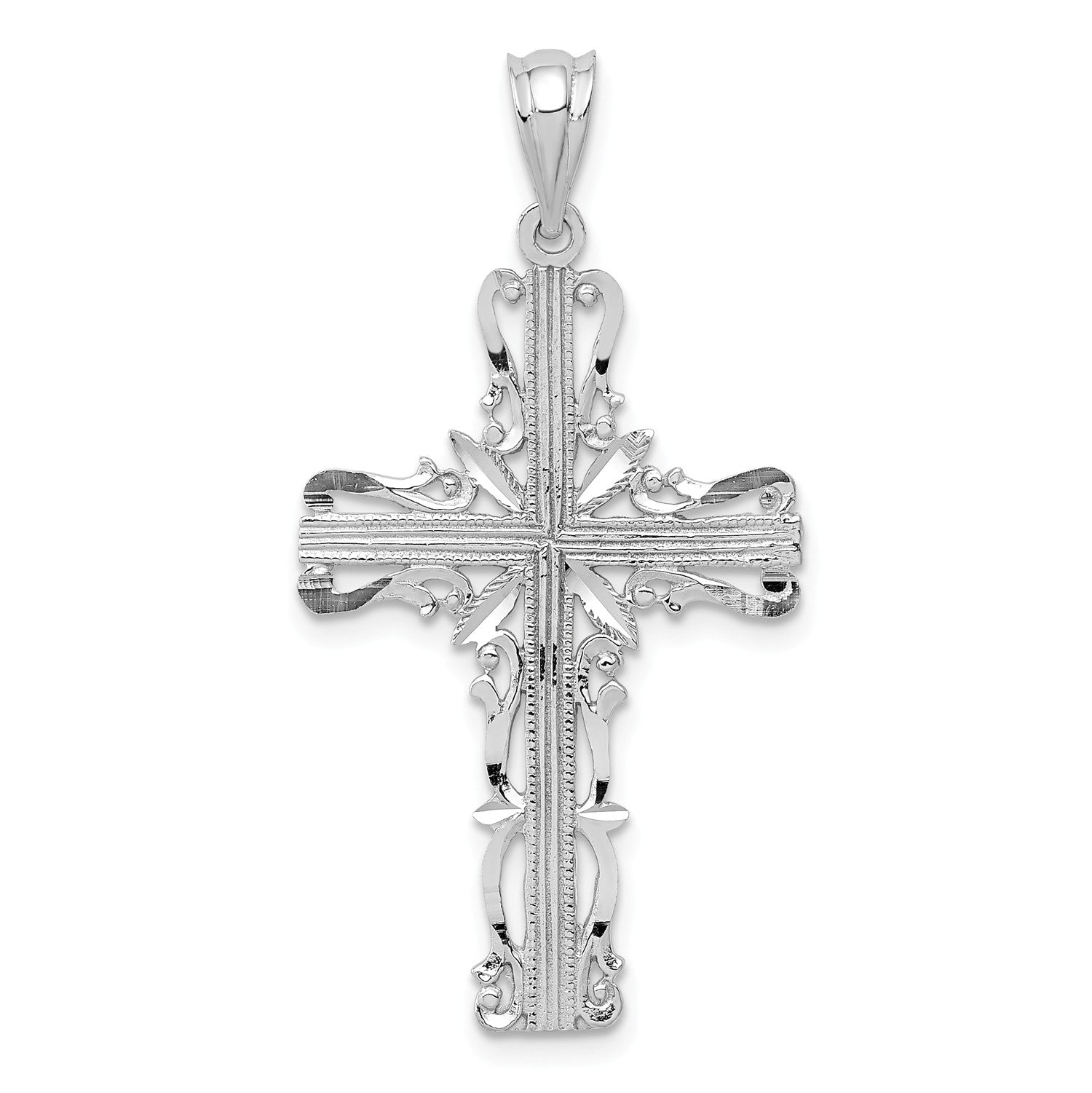 14KT White Gold 36X19MM Cross Pendant-Chain Not Included