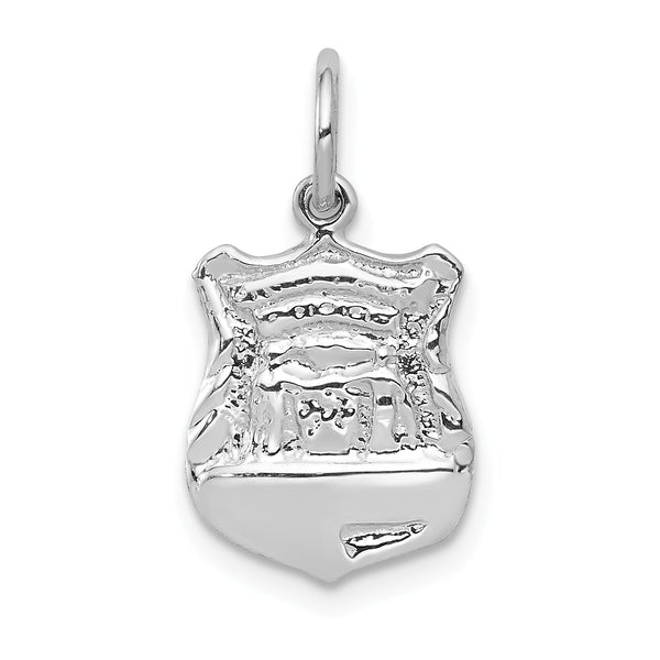 14k White Gold Police Badge Charm