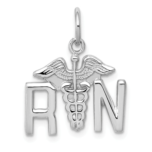 14k White Gold RN Charm