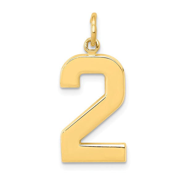14ky Casted Large Polished Number 2 Charm