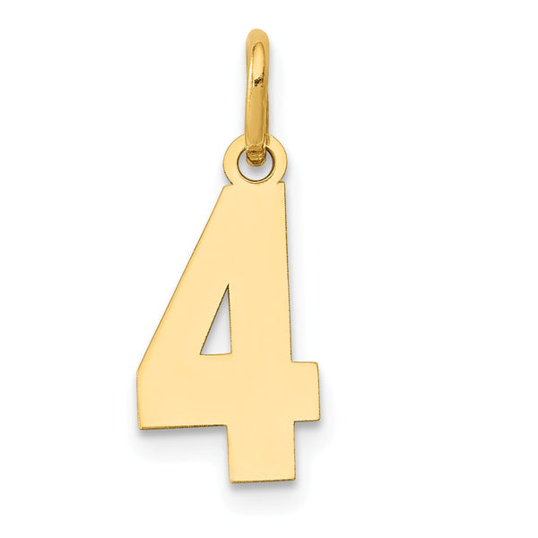 14KT Yellow Gold 18X7MM Number 4 Pendant-Chain Not Included