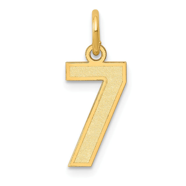 14KT Yellow Gold 18X7MM Number 7 Pendant-Chain Not Included; Initial 7