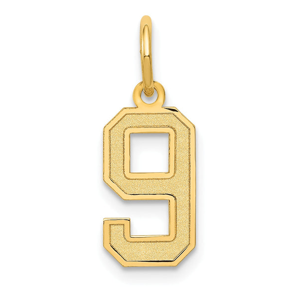 14KT Yellow Gold 18X7MM Number 9 Pendant-Chain Not Included