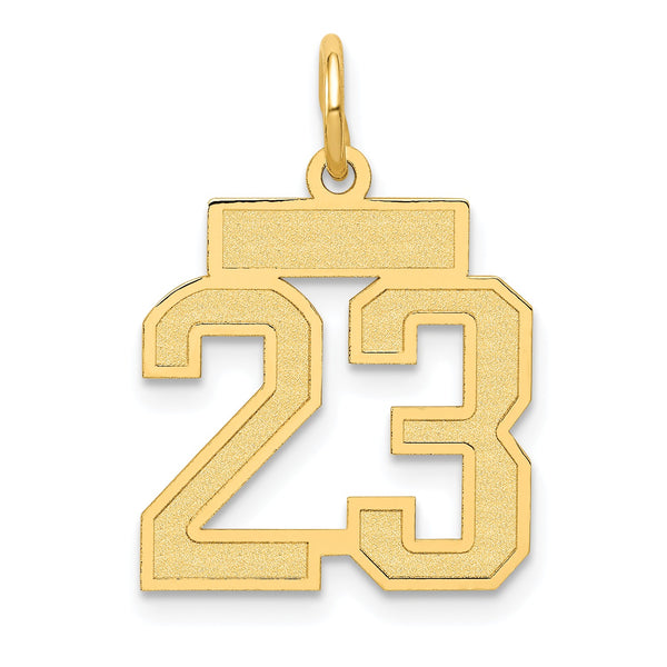 14k Small Satin Number 23 Charm