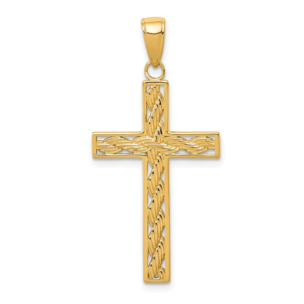 14KT Yellow Gold 37X18MM Cross Pendant-Chain Not Included