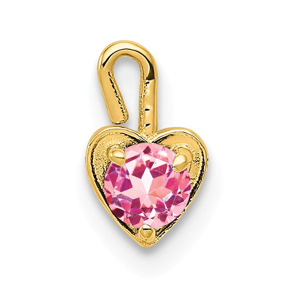 14ky October Synthetic Birthstone Heart Charm