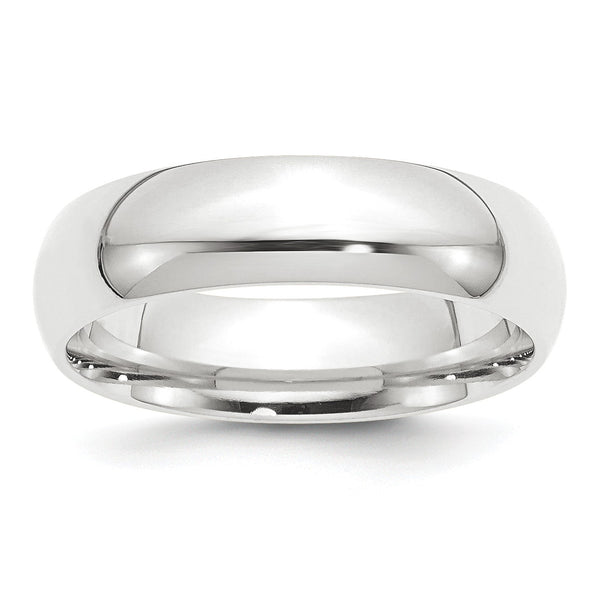Platinum 6mm Half-Round Comfort Fit Lightweight Band