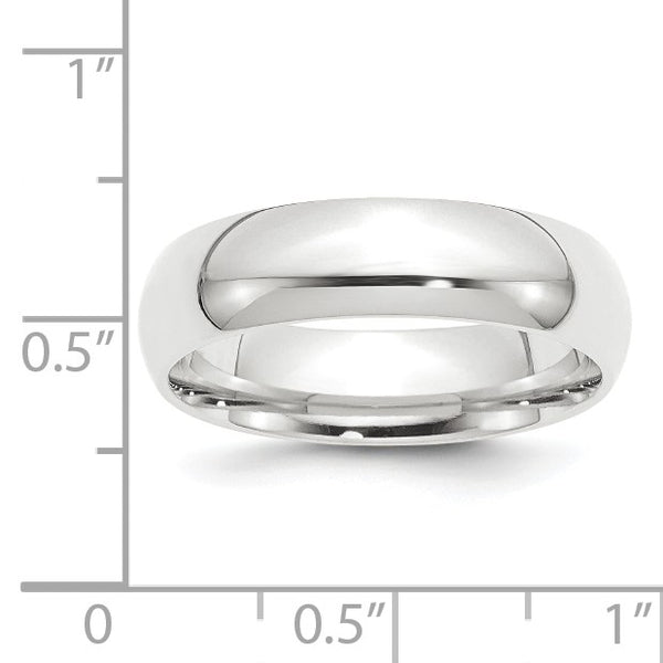 Platinum 6mm Half-Round Comfort Fit Lightweight Band