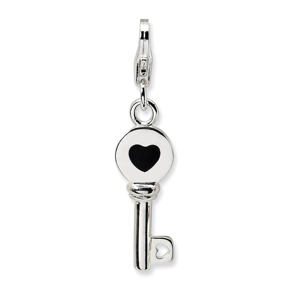 Sterling Silver RH 3-D Enameled Key w/Lobster Clasp Charm