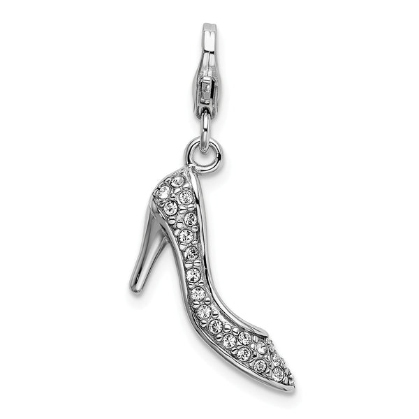 Sterling Silver Swarovski Crystal 40X13MM High Heel Charm