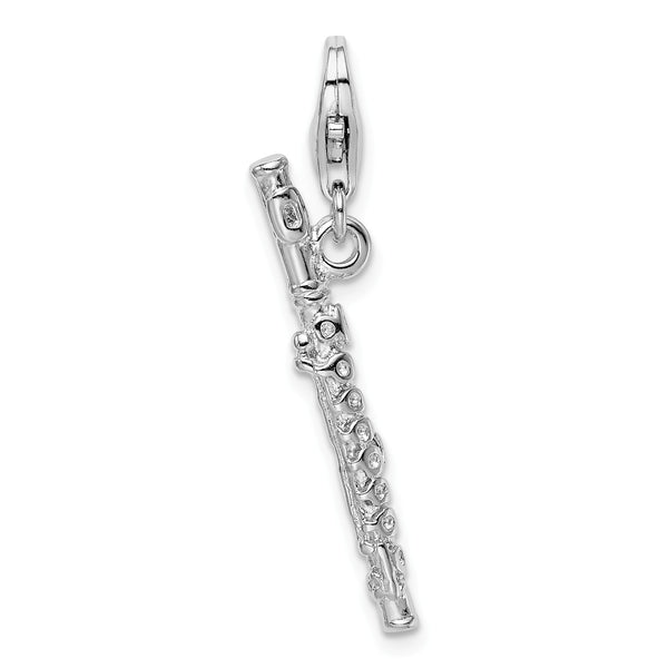 Sterling Silver RH Polished Flute w/Lobster Clasp Charm