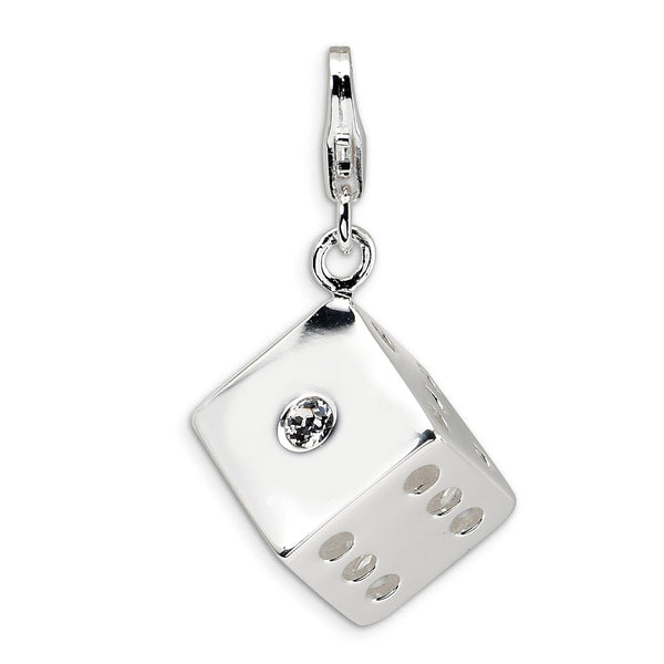SS RH 3-D Swarovski Crystals Die w/Lobster Clasp Charm